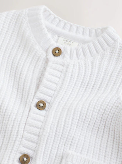 Gilet bébé en maille côtelée - Born in 2026 blanc