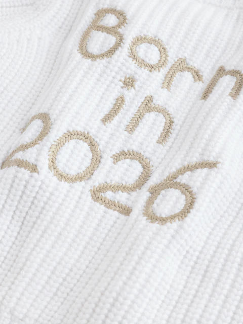 Gilet bébé en maille côtelée - Born in 2026 blanc