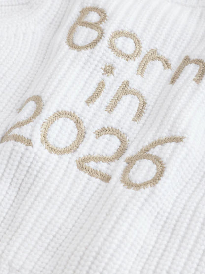 Gilet bébé en maille côtelée - Born in 2026 blanc