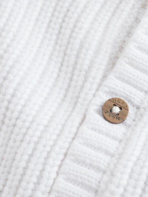 Gilet bébé en maille côtelée - Born in 2026 blanc