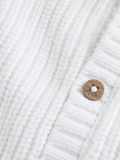 Gilet bébé en maille côtelée - Born in 2026 blanc