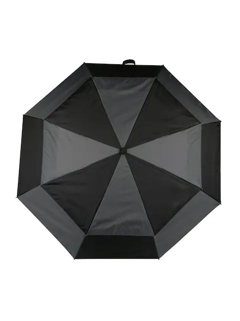Parapluie pliable noir à motif géométrique – Résistant au vent