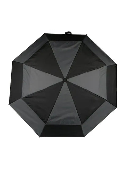 Parapluie pliable noir à motif géométrique – Résistant au vent