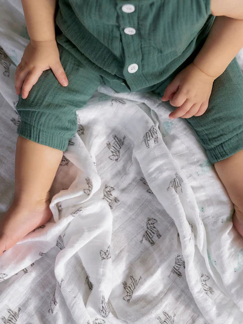 Lot de 3 langes bébé en coton – Motifs animaux et nuages