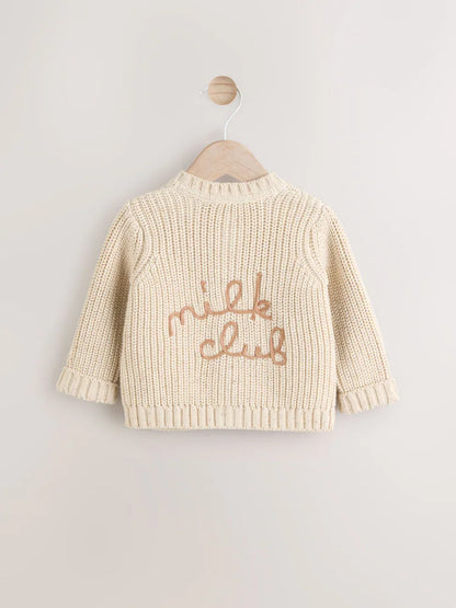 Gilet bébé en maille côtelée Milk club beige