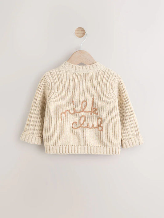 Gilet bébé en maille côtelée Milk club beige