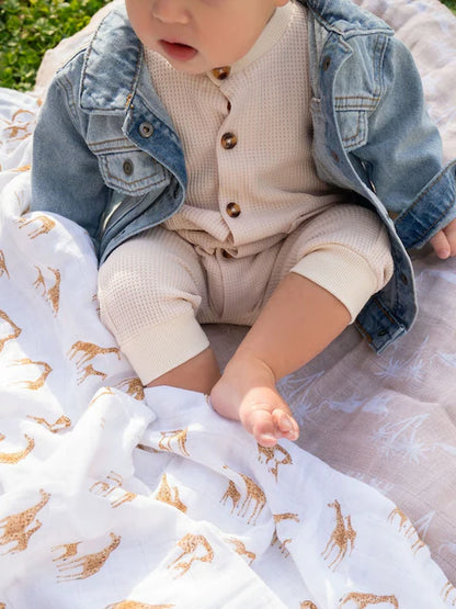 Lot de 4 couvertures d’emmaillotage bébé – Motifs Safari