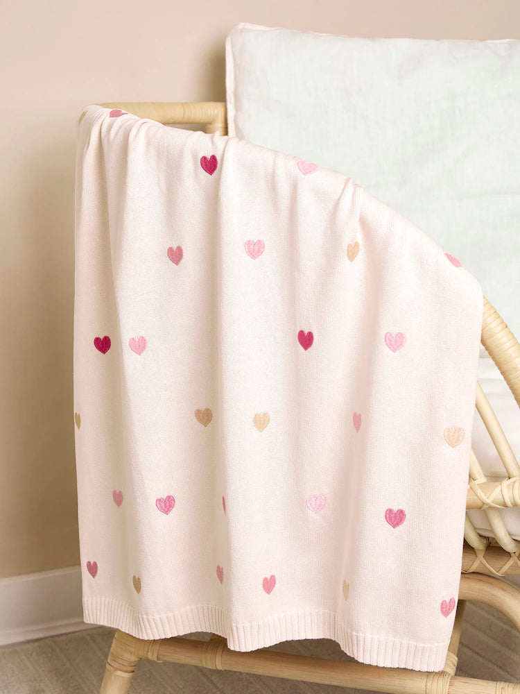 Couverture bébé douce à motifs cœurs roses