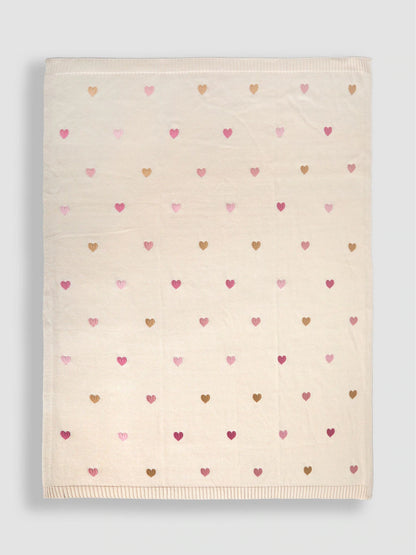 Couverture bébé douce à motifs cœurs roses