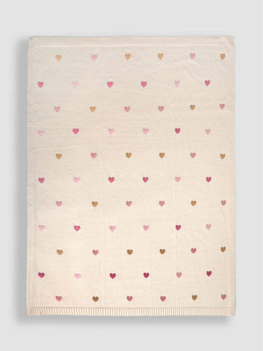 Couverture bébé douce à motifs cœurs roses