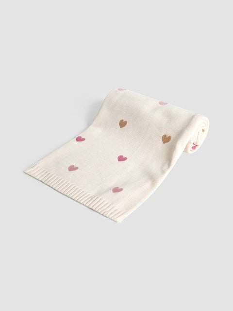 Couverture bébé douce à motifs cœurs roses