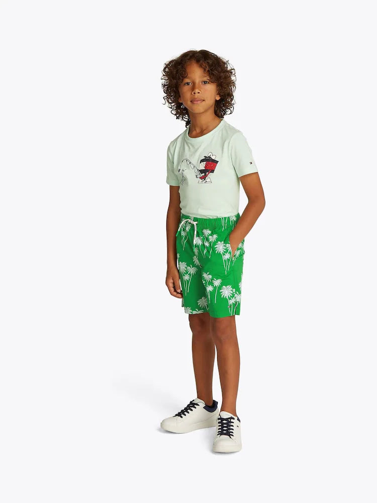 Short de jogging fleuri vert pour enfant