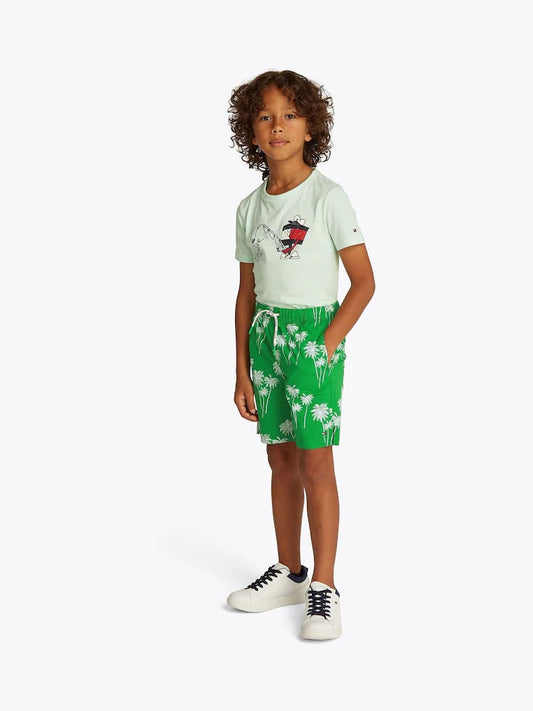 Short de jogging fleuri vert pour enfant