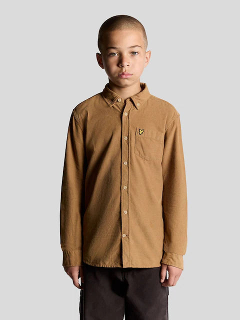 Chemise enfant en coton camel à manches longues