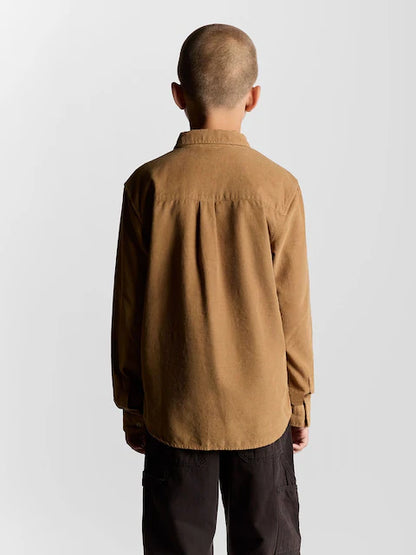 Chemise enfant en coton camel à manches longues