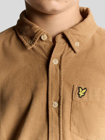 Chemise enfant en coton camel à manches longues