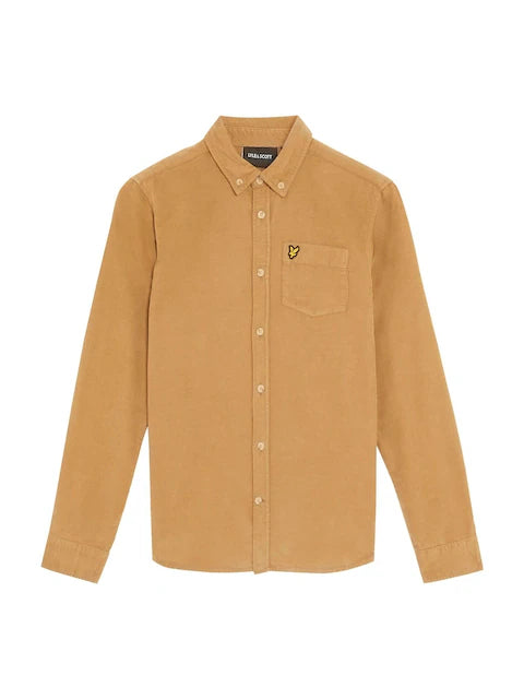 Chemise enfant en coton camel à manches longues