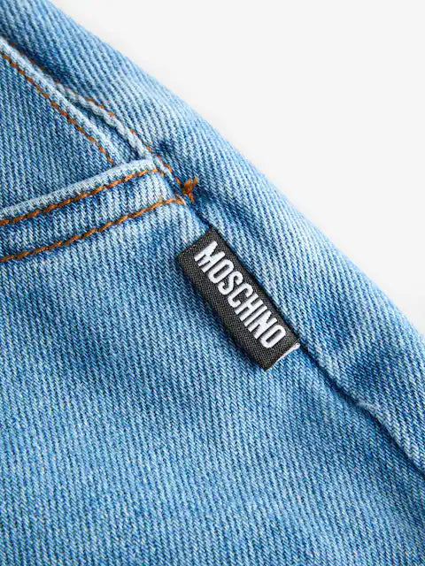 Salopette short en jean bébé avec motif ourson