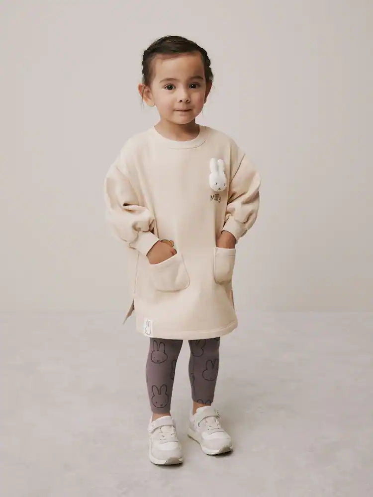 Ensemble bébé tunique beige et legging gris (3 mois - 7 ans)