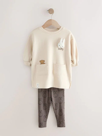 Ensemble bébé tunique beige et legging gris (3 mois - 7 ans)