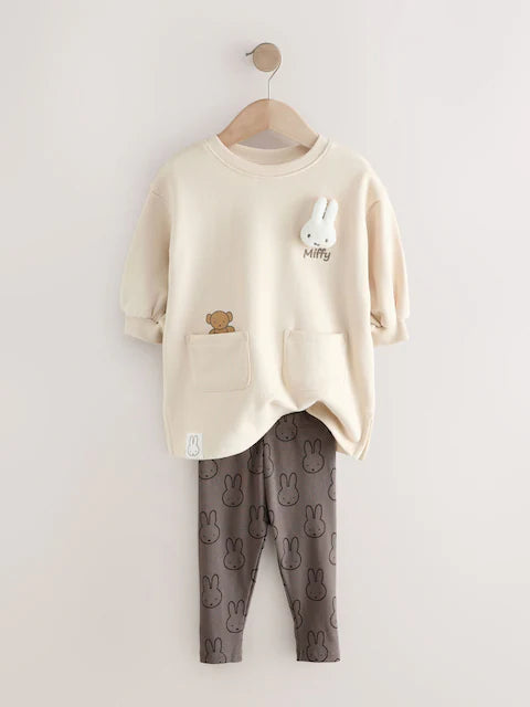 Ensemble bébé tunique beige et legging gris (3 mois - 7 ans)