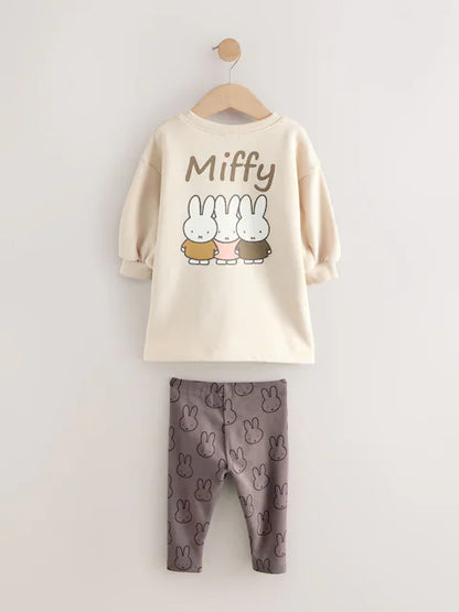 Ensemble bébé tunique beige et legging gris (3 mois - 7 ans)