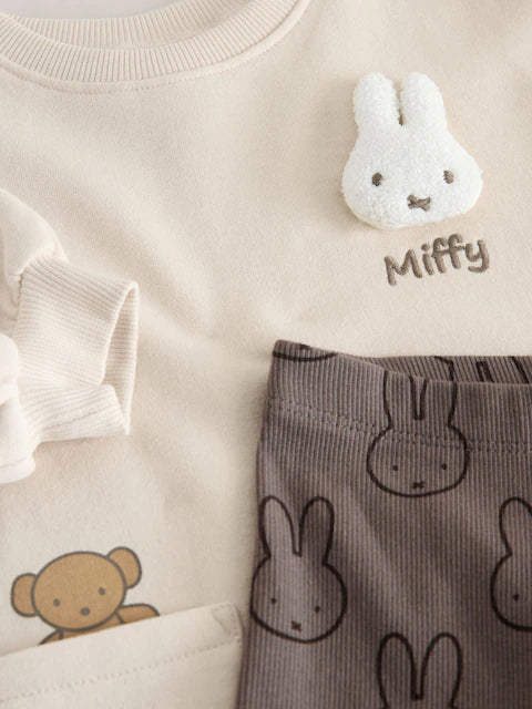 Ensemble bébé tunique beige et legging gris (3 mois - 7 ans)