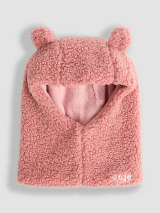 Cagoule polaire rose à oreilles pour bébé et enfant