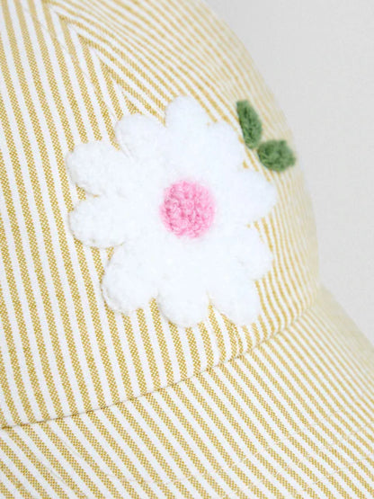 Casquette côtelée fleur pour enfant