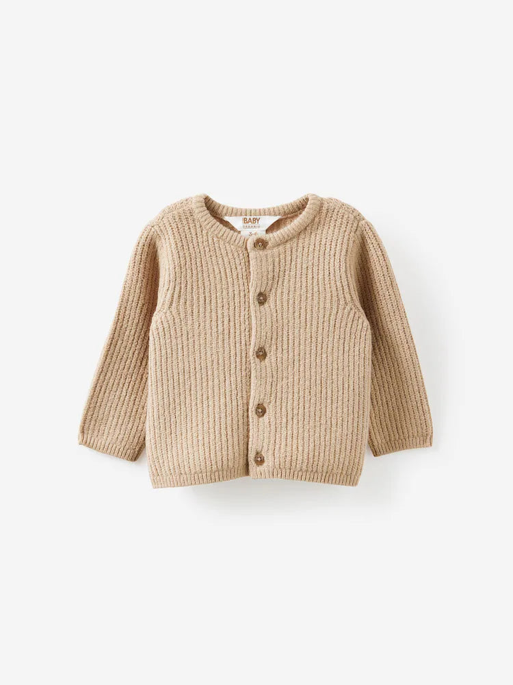 Cardigan bébé en maille côtelée – Gilet boutonné doux et confortable