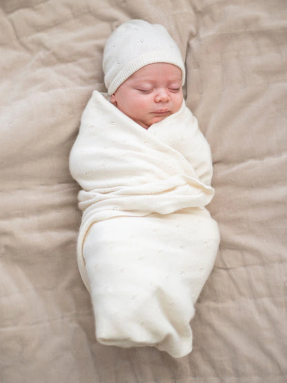 Couverture d’emmaillotage bébé en coton – Blanche