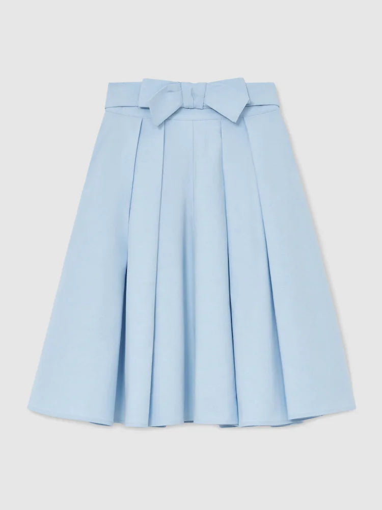 Jupe plissée bleu ciel mi-longue pour fille