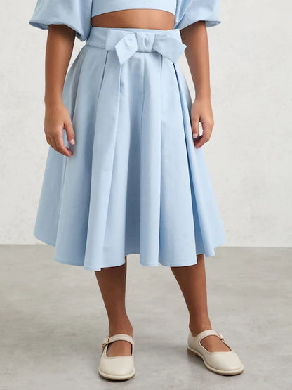 Jupe plissée bleu ciel mi-longue pour fille