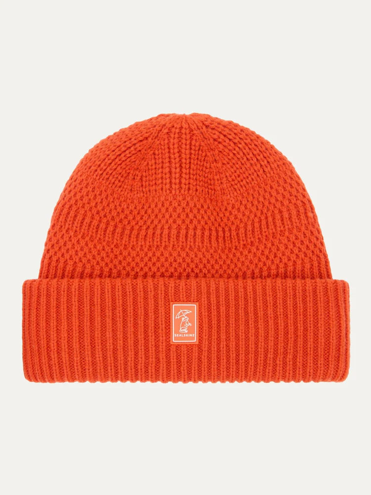 Bonnet en maille côtelée orange pour enfant