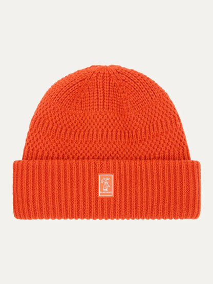 Bonnet en maille côtelée orange pour enfant