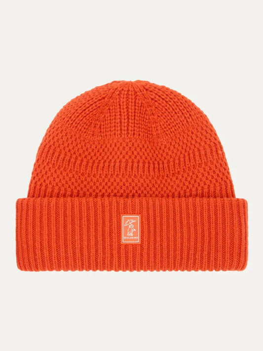 Bonnet en maille côtelée orange pour enfant