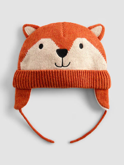 Bonnet renard en maille pour bébé