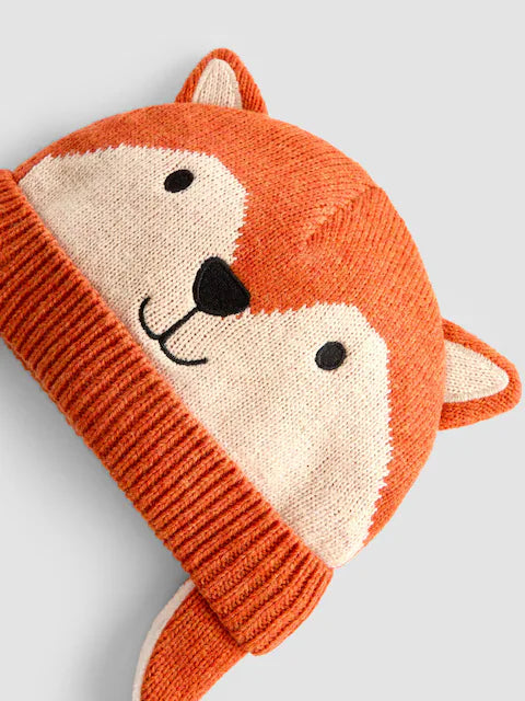Bonnet renard en maille pour bébé