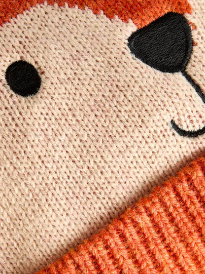 Bonnet renard en maille pour bébé