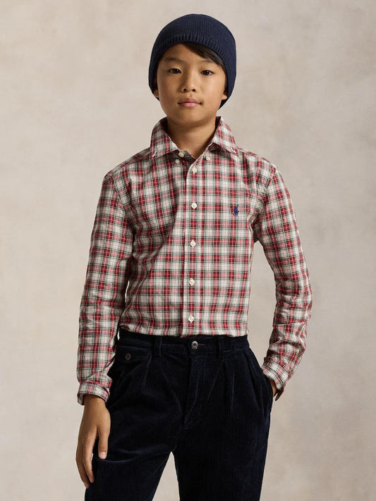 Chemise à carreaux rouge et bleu pour garçon