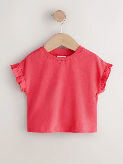 Ensemble enfant t-shirt rose et salopette short en denim (3 mois-7 ans)