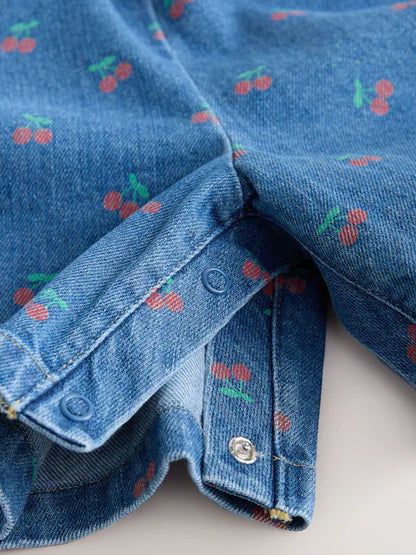 Ensemble enfant t-shirt rose et salopette short en denim (3 mois-7 ans)
