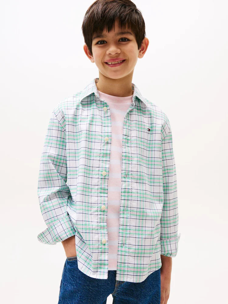 Chemise à carreaux vert pastel pour garçon
