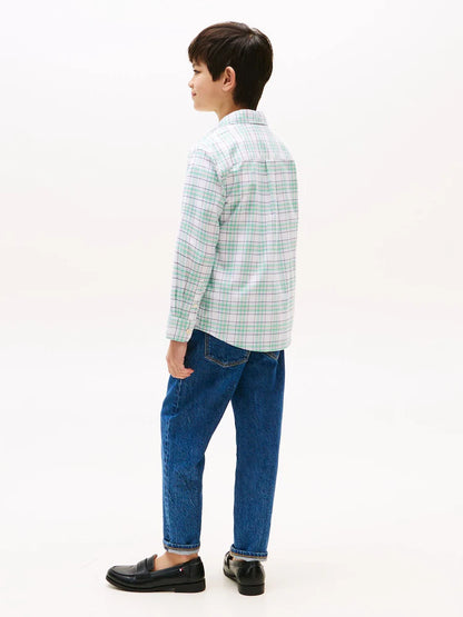 Chemise à carreaux vert pastel pour garçon