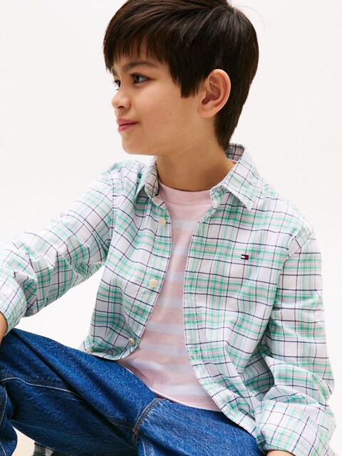 Chemise à carreaux vert pastel pour garçon