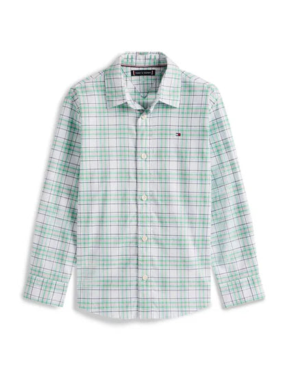 Chemise à carreaux vert pastel pour garçon