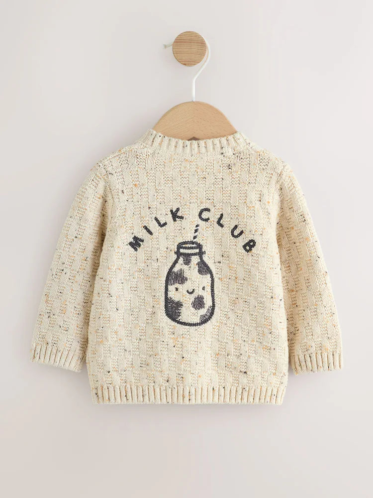 Gilet bébé en maille torsadée Milk club écru
