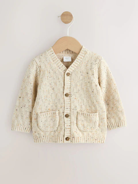 Gilet bébé en maille torsadée Milk club écru