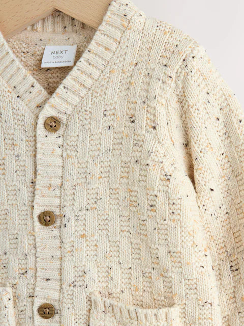 Gilet bébé en maille torsadée Milk club écru