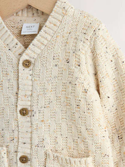 Gilet bébé en maille torsadée Milk club écru